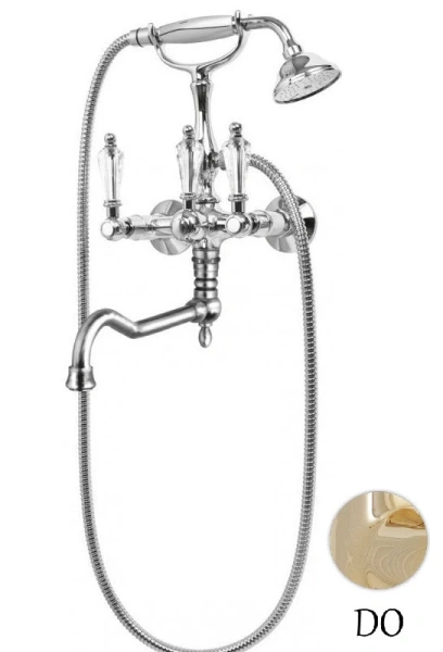 смеситель cezares diamond diamond-vdf-03/24-sw для ванны с ручным душем, золото 24 карата