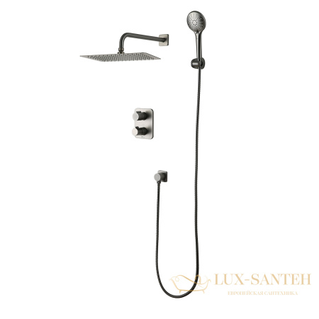 душевая система встраиваемая термостатическая для душа lemark bronx lm3749gm, графит
