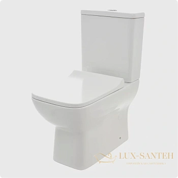 унитаз напольный безободковый aquame aqm1004, в комплекте c сиденьем softclose, горизонтальный выпуск, белый глянцевый