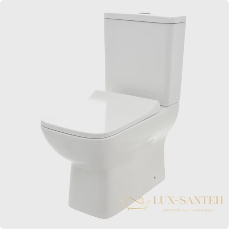 унитаз напольный безободковый aquame aqm1004, в комплекте c сиденьем softclose, горизонтальный выпуск, белый глянцевый