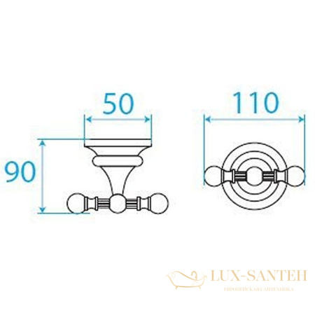 двойной крючок cezares olimp olimp-dhk-02, бронза