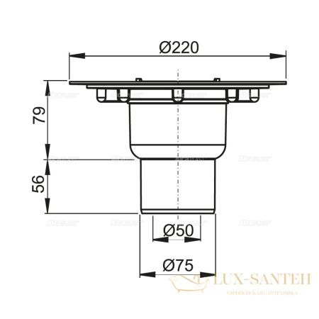 сливной трап alcaplast ø50/75, подводка – прямая apv4000