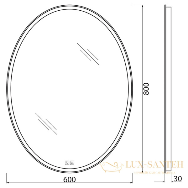 зеркало belbagno spc spc-vst-600-800-led-tch-warm с подсветкой, с подогревом, с сенсорным выключателем