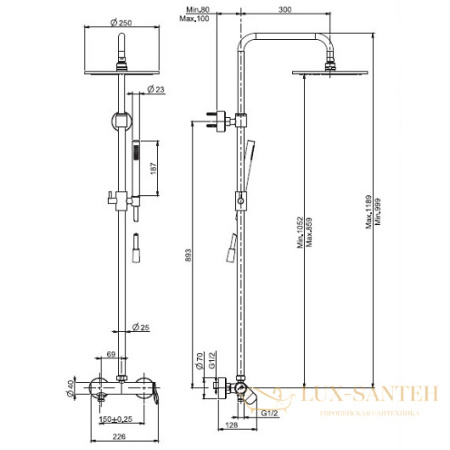 душевая система для душа fima carlo frattini flo' f3805/2cr, хром