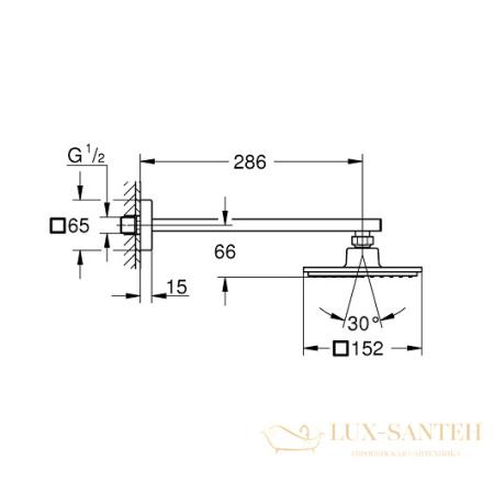 верхний душ grohe euphoria cube 150 26073000 с душевым кронштейном, хром
