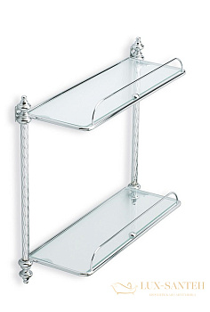 стеклянная 2-ух уровневая полка stil haus giunone g694giunone(08) с ограждением, хром