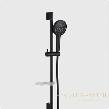 душевой гарнитур aquame aqm8101mb, с мыльницей, черный матовый