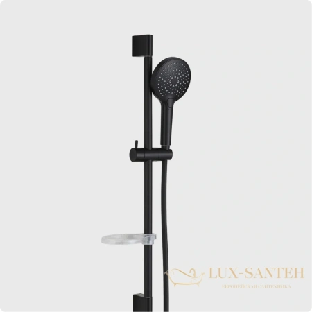 душевой гарнитур aquame aqm8101mb, с мыльницей, черный матовый