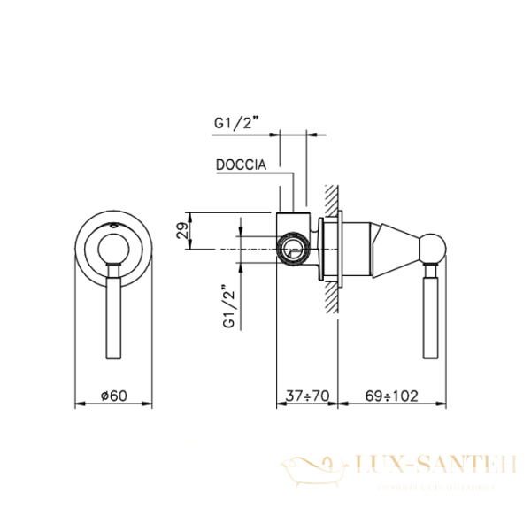 смеситель для душа nicolazz torre, 3906extcr, встраиваемый, хром