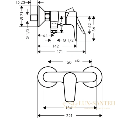 смеситель для душа hansgrohe talis e 71760700