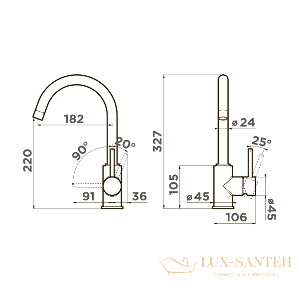 смеситель omoikiri shinagawa-p-ch 4974112 для кухни, шампань