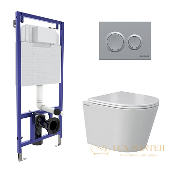 комплект berges 043380: подвесной унитаз vita с системой инсталляции novum 525 и панелью смыва, хром матовый