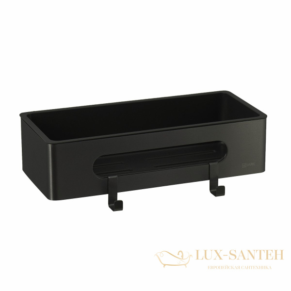 полка для душа lemark shelf line 9772044, 295 мм, с крючками и вставкой из пластика, черный матовый
