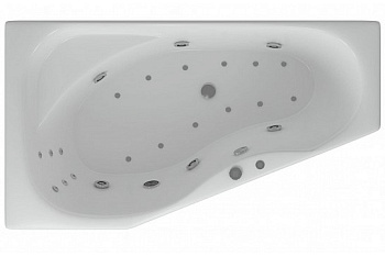 акриловая ванна aquatek медея 170х95 med180-0000018 левая, с гидромассажем (пнев., 6 спин. форс.), на каркасе, с фр. панелью