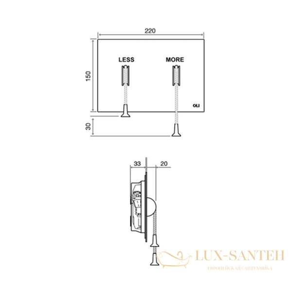 смывная клавиша oli less is more 883526 пневматическая, белый