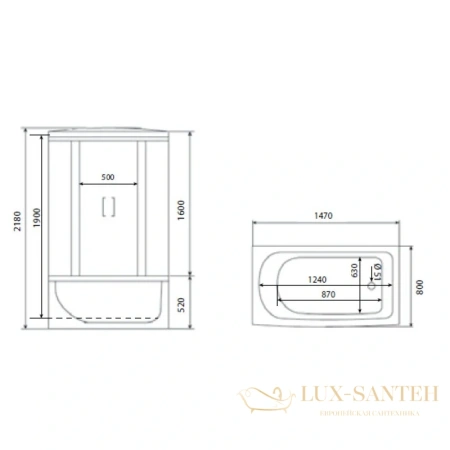 душевая кабина timo eco te-0750 148x80x218 см, стекло матовое