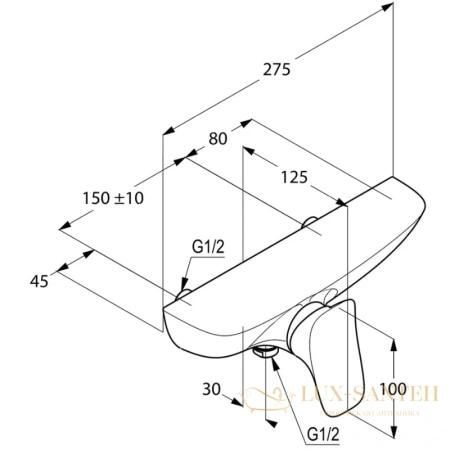 смеситель kludi ambienta 537100575 для душа, хром