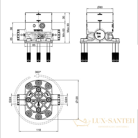 встраиваемая часть fima carlo frattini f3020, для напольных смесителей
