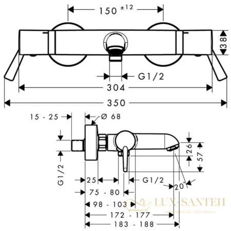 термостат hansgrohe ecostat comfort care 13115000 для ванны с душем, хром
