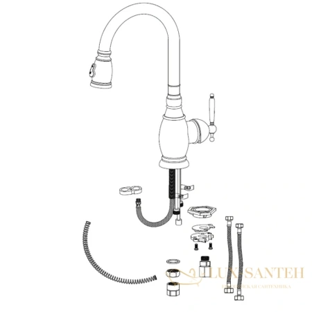 смеситель seaman eco koblenz ssn-2168p для кухни, нержавеющая сталь