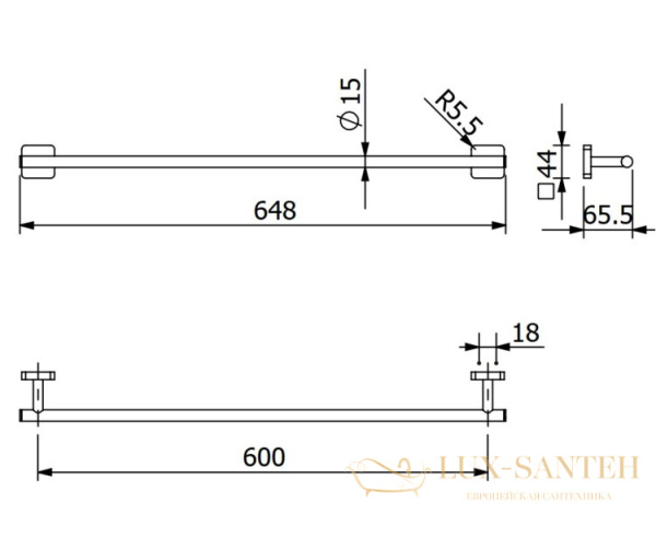 полотенцедержатель 600 мм, kludi vela s, 2597905, хром глянцевый