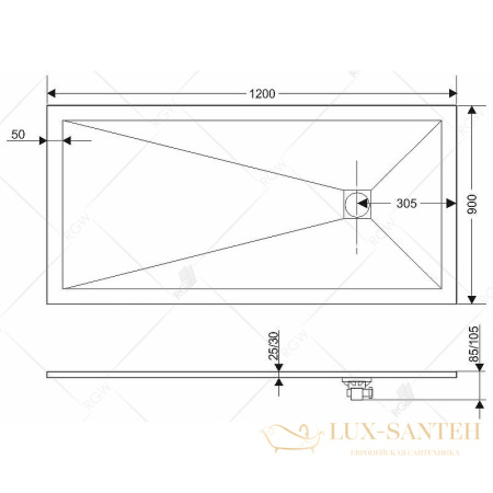 душевой поддон rgw stone tray 16152912-04 из искусственного камня st-b 120x90, черный