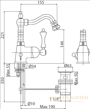 смеситель cezares margot margot-bsm2-02-m для биде, бронза