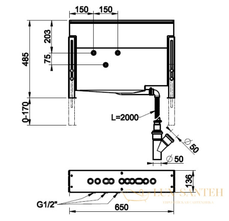 монтажный бокс gessi 01669.031 для смесителя на борт ванны