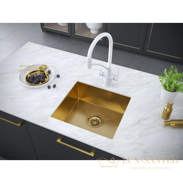 кухонная мойка paulmark weser pm804844-bg, золотой матовый