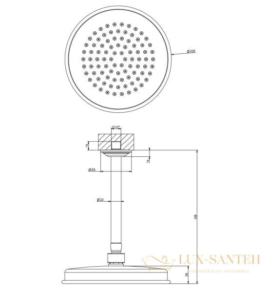 верхний душ gessi venti20 65152.299 ø 200 мм, black xl