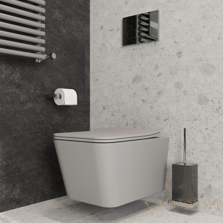 унитаз подвесной aqueduto macio, mac0110, 520*370 безободковый, сиденье с микролифтом, серый матовый