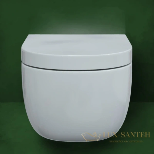 подвесной безободковый унитаз berges ego xl 082124 с сиденьем микролифт, белый