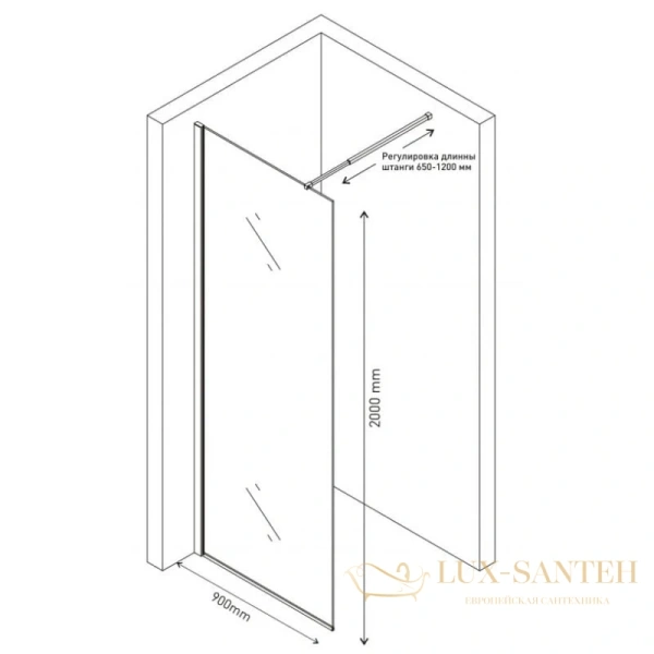 неподвижная перегородка berges sky black 064009 90 см