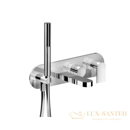 смеситель для ванны встраиваемый fantini mare, 51 02 v020b, излив 150мм, с ручным душем, (наружняя часть), хром