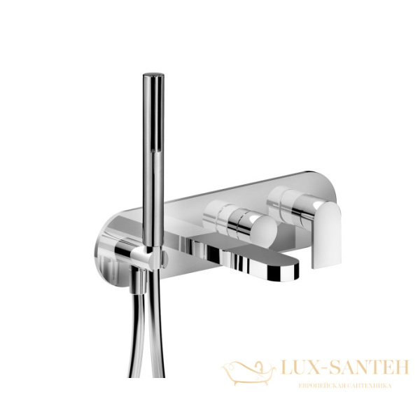 смеситель для ванны встраиваемый fantini mare, 51 02 v020b, излив 150мм, с ручным душем, (наружняя часть), хром