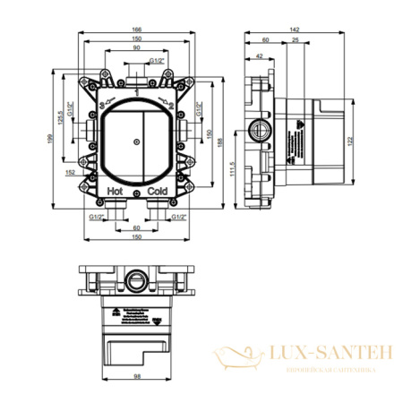 встраиваемая часть almar e134001, для смесителей и термостатов, на 1-3 выхода