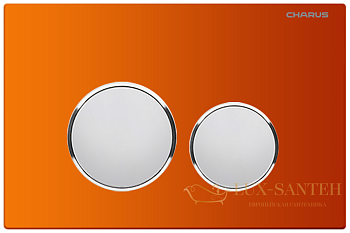 панель смыва charus tm, bagliore, fp.330.foxy.10, рамка оранжевое стекло, кнопки хром