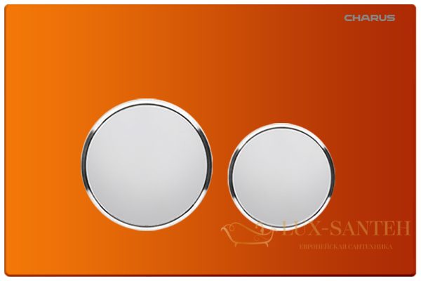 панель смыва charus tm, bagliore, fp.330.foxy.10, рамка оранжевое стекло, кнопки хром