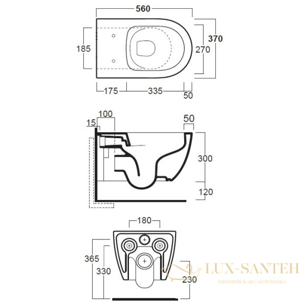 унитаз подвесной безободковый simas trevi tr 18 bia, 370х560х310h мм, белый глянцевый