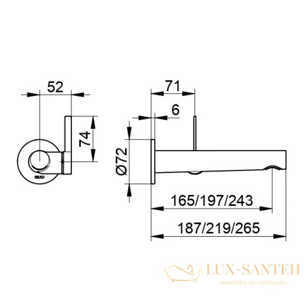 однорычажный смеситель для умывальника 187 мм keuco ixmo pure, 59516010101, хром