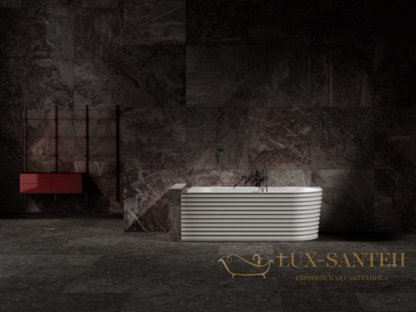 ванна угловая из искусственного камня abber stein as9651 l, левосторонняя, 170х80х55h см, белый матовый 