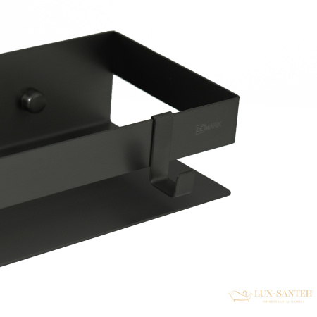 полка для душа lemark shelf line 9772050, 300 мм с крючками, черный матовый