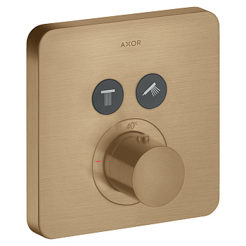 axor showers, 36707140,elect, встраиваемый термостат для душа, 2 потреб, (внешняя часть), цвет шлифованная бронза