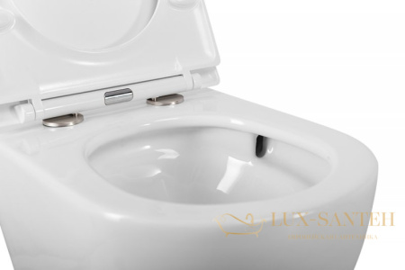 унитаз подвесной cezares relax czr-38088-49-th-tor/sc, безободковый, смыв торнадо, с сиденьем микролифт, белый