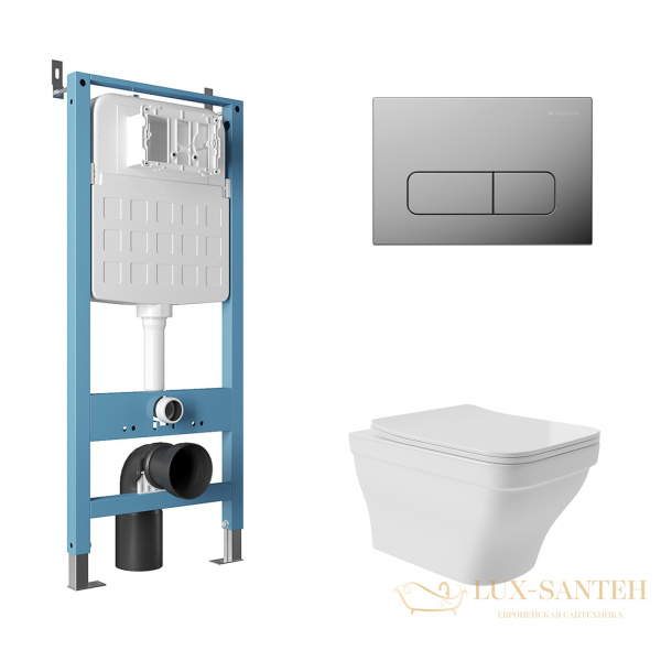 комплект aqueduto aqds160, инсталляция tecnica novo, панель смыва forma, хром, унитаз esteta сиденье микролифт, белый