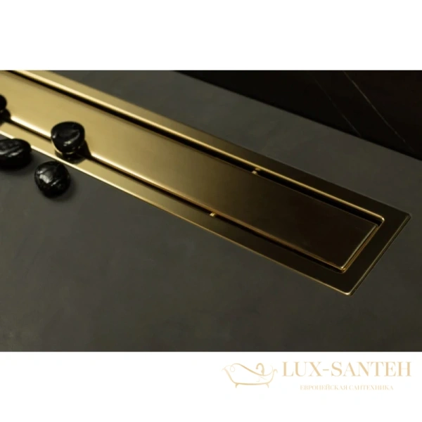 душевой канал bettoserb confluo premium gold line 13100051 450 мм 2 в 1 с основой под плитку, золотой