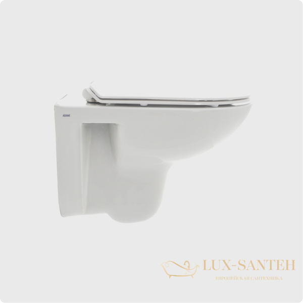 унитаз подвесной безободковый aquame aqm2008, с быстросъемным сиденьем softclose, белый глянцевый