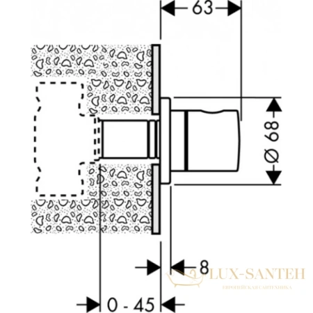 запорный вентиль hansgrohe 15972000 внешняя часть