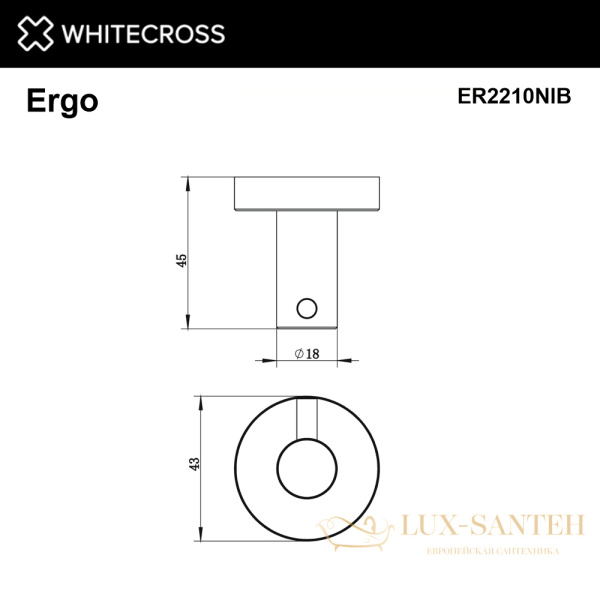 крючок whitecross ergo er2210nib, брашированный никель