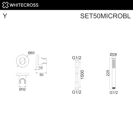 душевой набор whitecross, set50microbl черный матовый